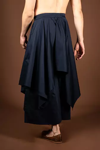 Navy blue cotton satin pant