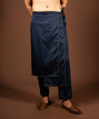 Navy blue cotton satin pant 1