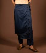 Navy blue cotton satin pant