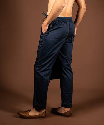 Navy blue cotton satin pant 2