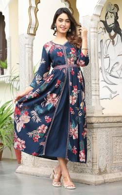 blue front slit  anarkali gown only 1