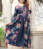 blue front slit  anarkali gown only