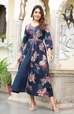 blue front slit  anarkali gown only 2