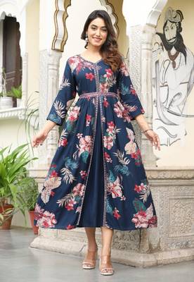 blue front slit  anarkali gown only 3