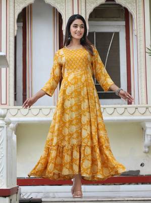 Mustrad  rayon anarkali gown only 2