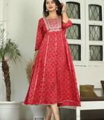 Red rayon anarkali gown only