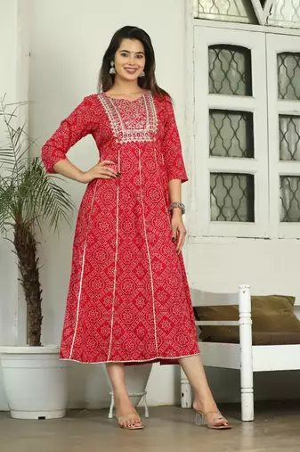 Red rayon anarkali gown only