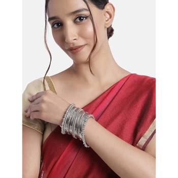 I jewels navratri silver oxidised bangle set for women 2