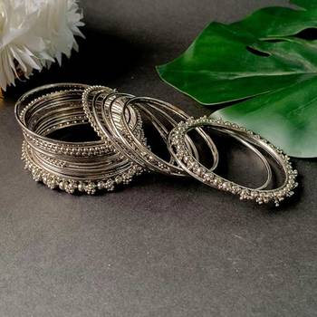 I jewels navratri silver oxidised bangle set for women 4