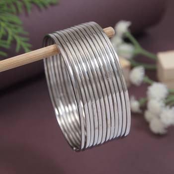 navratri silver oxidised plain bangles set for women 1