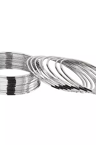 navratri silver oxidised plain bangles set for women