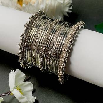 navratri silver oxidised bangle set for women  2