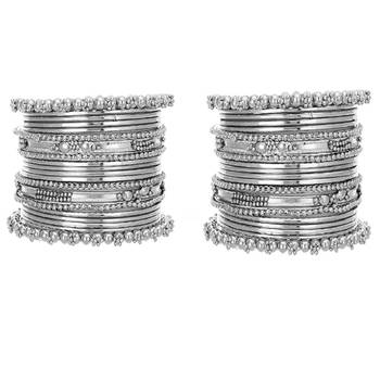 navratri silver oxidised bangle set for women  3