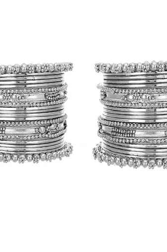 navratri silver oxidised bangle set for women 