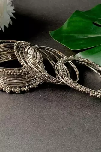 navratri silver oxidised bangle set for women 