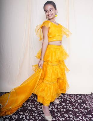 A mellow yellow lehnga set for baby girls 3