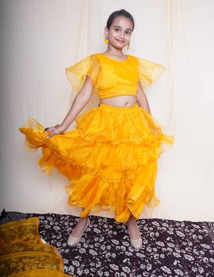 A mellow yellow lehnga set for baby girls 1