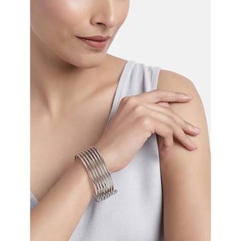 navratri ethnic silver oxidised spring kada for women 1