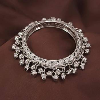navratri silver plated bangles/kada embellished with ghungroo  1