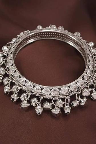 navratri silver plated bangles/kada embellished with ghungroo 