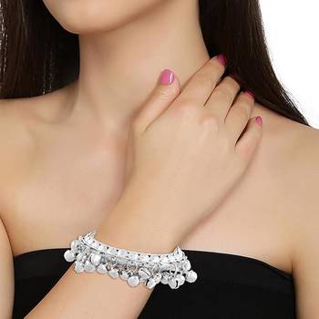 navratri silver plated bangles/kada embellished with ghungroo  2