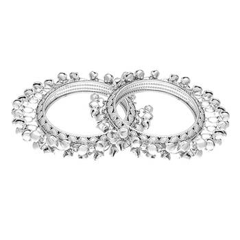 Silver Plated Set of 2 Ghungroo Bangles/Kada For Women 1