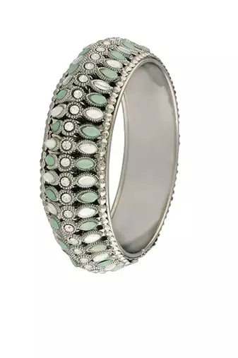 navratri ethnic silver oxidised kundan work kada bangles for women 