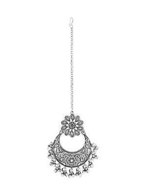 I jewels navratri ethnic silver oxidised maang tikka for women 2