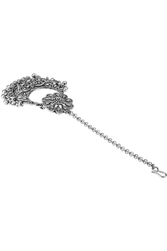 I jewels navratri ethnic silver oxidised maang tikka for women