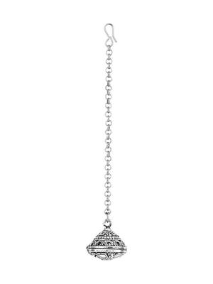 navratri ethnic silver oxidised mirror work borla/maang tikka for women 2
