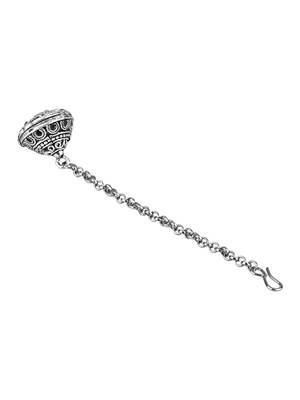 navratri ethnic silver oxidised mirror work borla/maang tikka for women 4
