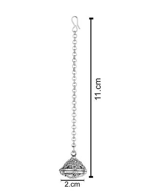 navratri ethnic silver oxidised mirror work borla/maang tikka for women 5