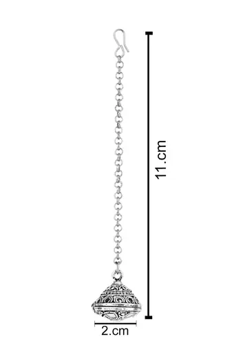 navratri ethnic silver oxidised mirror work borla/maang tikka for women
