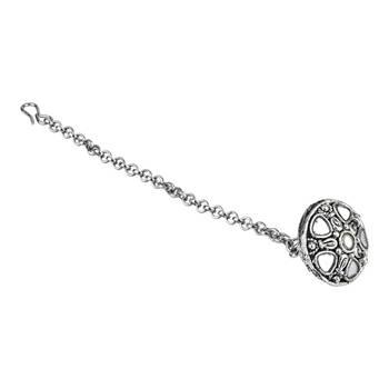 navratri ethnic silver oxidised mirror work borla/maang tikka for women 4