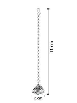 navratri ethnic silver oxidised mirror work borla/maang tikka for women 5