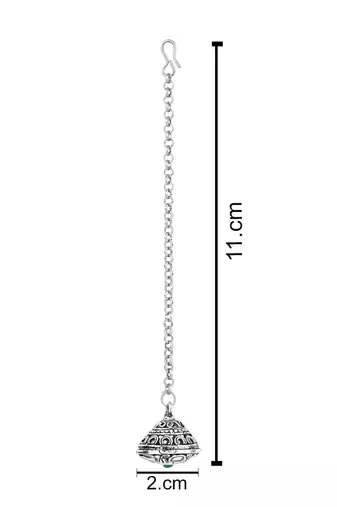 navratri ethnic silver oxidised mirror work borla/maang tikka for women