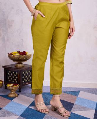  lime green chanderi silk ethnic motifs jacquard straight kurta with pant & dupatta 3