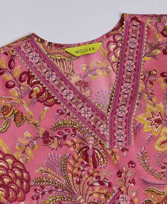  mauve cotton floral printed straight kurta with afghani salwar 3