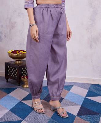  lavender cotton leaf printed straight kurta with afghani salwar 4