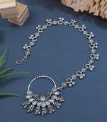 Oxidized Silver Statement Nose Ring with Chain