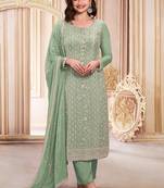 Light green georgette embroidered salwar suit