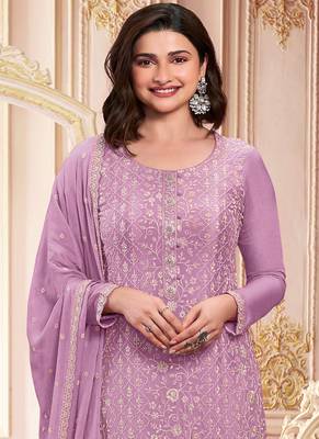 Lavender georgette embroidered salwar suit 2