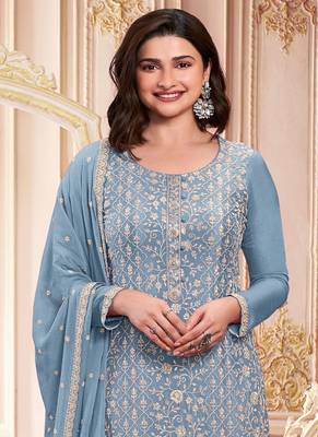 Light blue georgette embroidered salwar suit 2