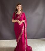 Rani Colour Beautiful Georgette Fabric Gown Style Stitched Saree