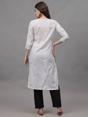 White cotton lucknowi chikankari kurta 2