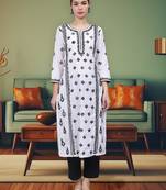 White cotton lucknowi chikankari kurta