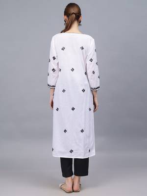 White cotton lucknowi chikankari kurta 2