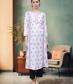 White cotton lucknowi chikankari kurta