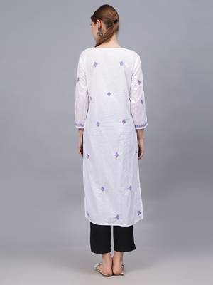White cotton lucknowi chikankari kurta 2