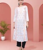 White cotton lucknowi chikankari kurta